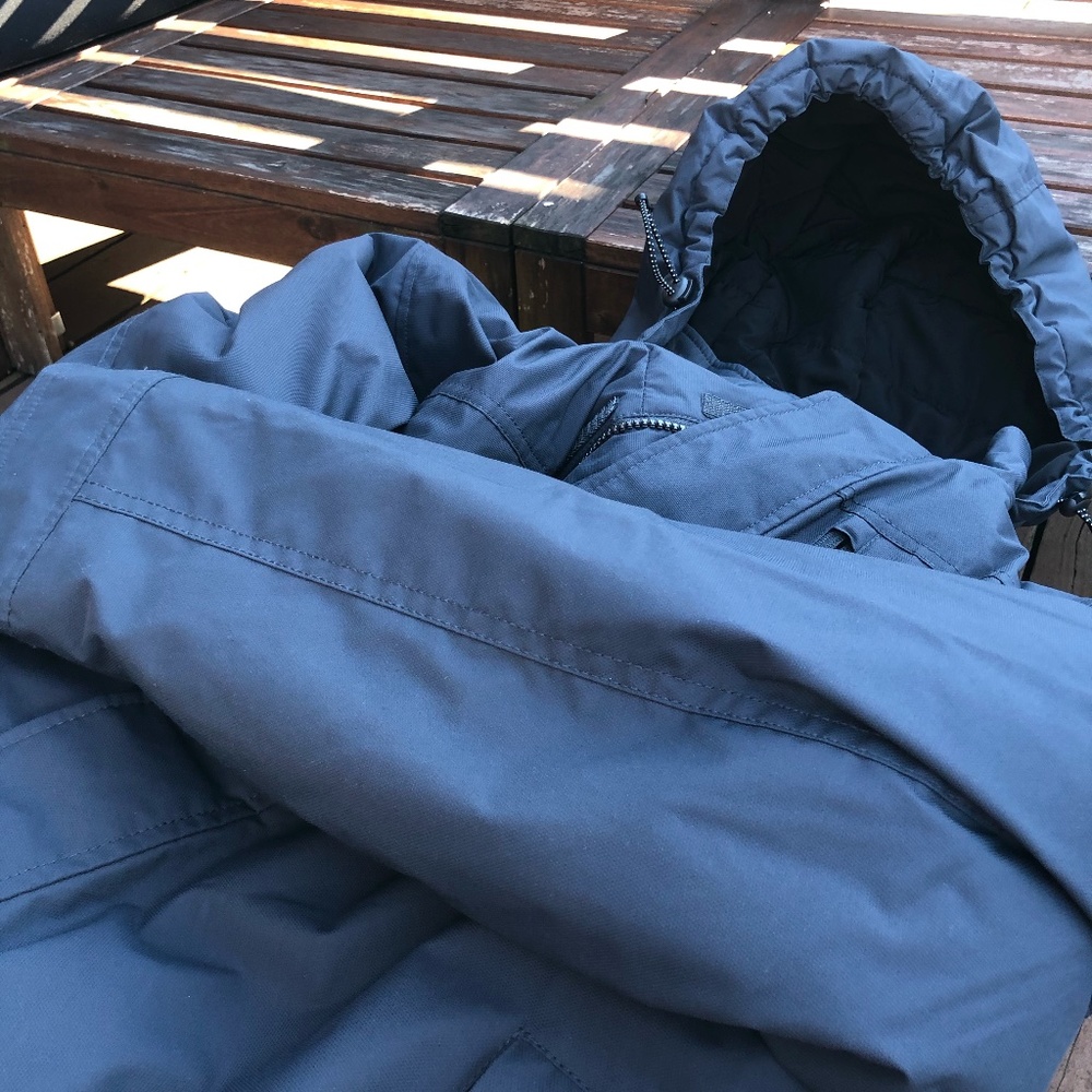 swiss tech navy blue hooded winter jacket